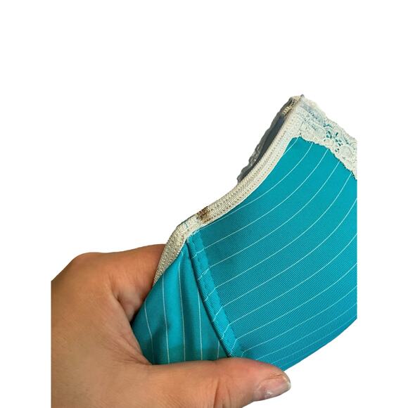 Biatta Push-Up Bra Women's 36C Blue/White Striped Underwire Lace Trim Nylon - Picture 5 of 5